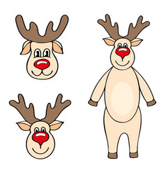 Set Cute Reindeer Hand Drawn Flat