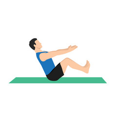 Yoga Man In Boat Pose Male Cartoon Character