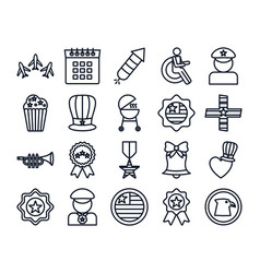 Memorial Day Line Style Icon Set Design