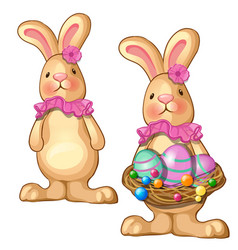 Easter bunny hiding eggs Royalty Free Vector Image