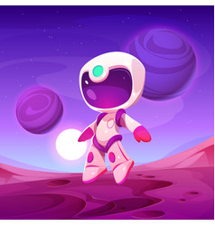 Cute Spaceman Jump On Alien Planet Ground