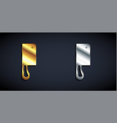 Gold And Silver Meat Chopper Icon Isolated