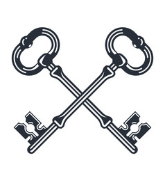 Two Crossed Vintage Keys Heraldic Symbol