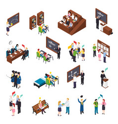 University Students Isometric Set