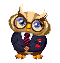 Beautiful Owl With Glasses Tie And Dark Blue Suit