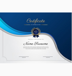 Blue And Gold Certificate Of Achievement Template