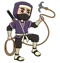 Ninja With Grappling Hook Cartoon Colored Clipart