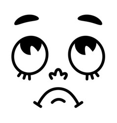 Retro Cartoon Mascot Face With Rolled Eyes And Sad