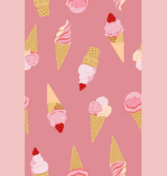 Seamless Pink Pattern With Ice Cream Graphics