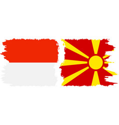 Northern Macedonia And Indonesia Grunge Flags