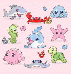 Set Funny Laughable Kawaii Marine Inhabitants