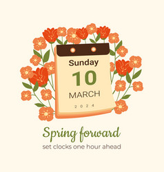 Spring Forward 2024 10 March Card With Calendar