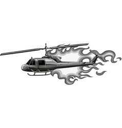 Monochromatic Combat Helicopter Crash Flat Style