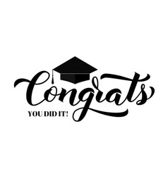 Congrats class 2020 lettering with graduation Vector Image