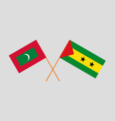 Crossed Flags Of Maldives And Sao Tome