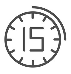 Fifteen Minutes Watch Line Icon 15 Minutes Time