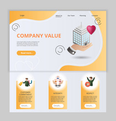 Company Value Flat Landing Page Website Template