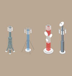 3d Isometric Flat Set Of Telecom Towers