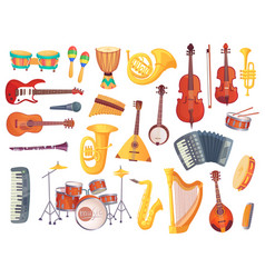 Cartoon Musical Instruments Guitars Bongo Drums