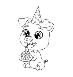 Happy Little Pig Celebrating Birthday