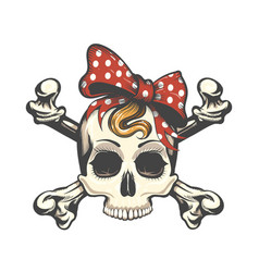 Skull In A Head Bow And Crossbones Tattoo