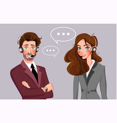 Male And Female Call Center Avatar Icons