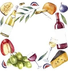 Watercolor Wine And Cheese Frame