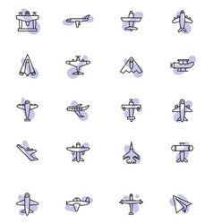 White Planes Icon Pack On A White Background