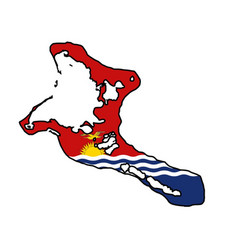 Kiribati Country Silhouette Map With Flag