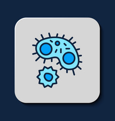 Filled Outline Virus Icon Isolated On Blue