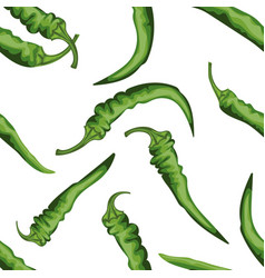 Seamless chile pepper pattern tile green Vector Image