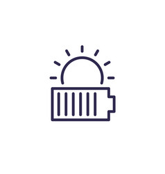 Solar Energy Battery Line Icon With A Sun