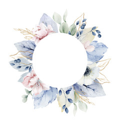 Watercolor Dusty Blue Flower Frame