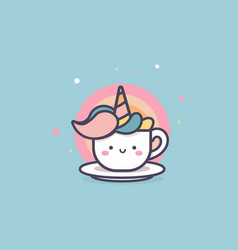 Cute Cartoon Unicorn Horse Coffee Cup Logo