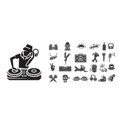 Hiphop Icons Set Simple Style