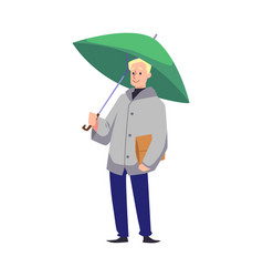 Man Standing With Umbrella Flat Cartoon