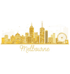 Melbourne Australia City Skyline Golden Silhouette