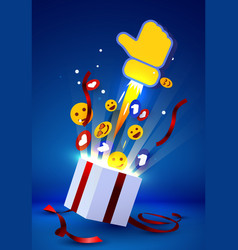 Open Gift Box With Emoji And Thumb Explosion