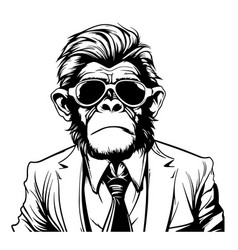 Portrait Of Monkey In Suit Hand Drawn