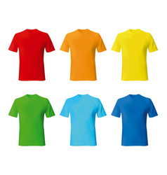 Set Color Male Tshirt Template Realistic Mockup