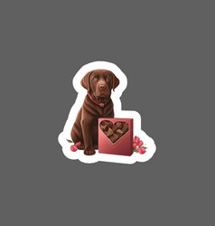 Sticker Of Chocolate Lab Valentines Day