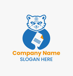 Tiger Document Paper Logo Negative Space Concept