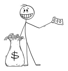 Cartoon Man Or Businessman Giving Money Away