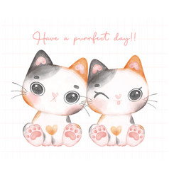 Cute Calico Cats Lover Cartoon Watercolor Banner