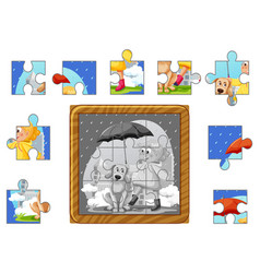 Girl And Dog Photo Jigsaw Puzzle Game Template