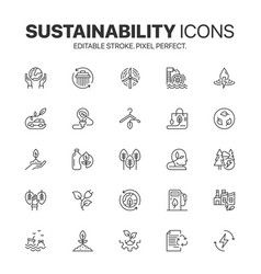 Sustainability Icon Set Line Sustainable Symbol