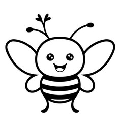 Cute Cartoon Bee Character Isolated On Yellow