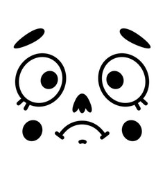 Retro Cartoon Mascot Face With Big Eyes And Sad