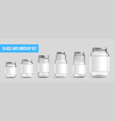 Glass Jar Mockup Realistic Set