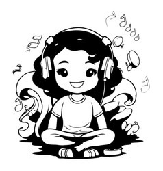 Cute Cartoon Girl Listening To Music